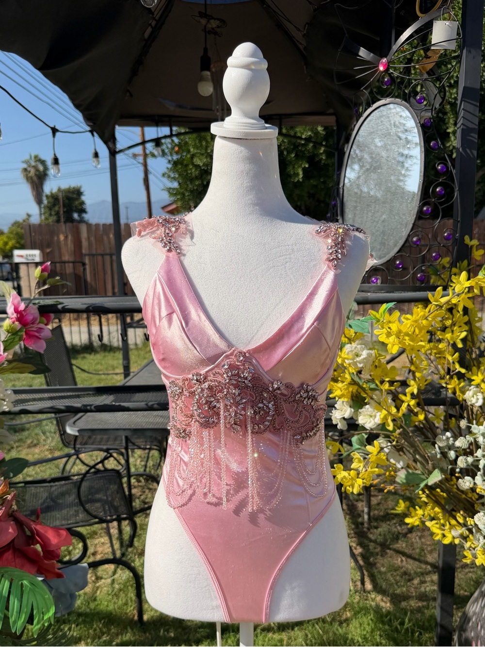 Othr Pink Embellished Satin Skirt Set